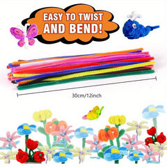 500-1000pcs Pipe Cleaner Bulk 10 Colors 12" x 6mm