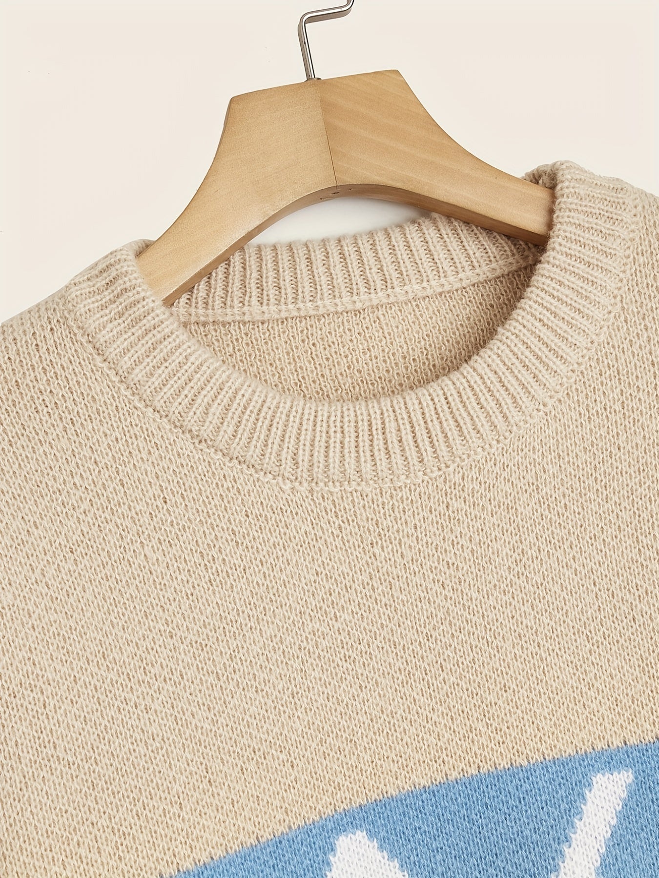 Men's Knitted Block Sweater Warm Winter Pullover