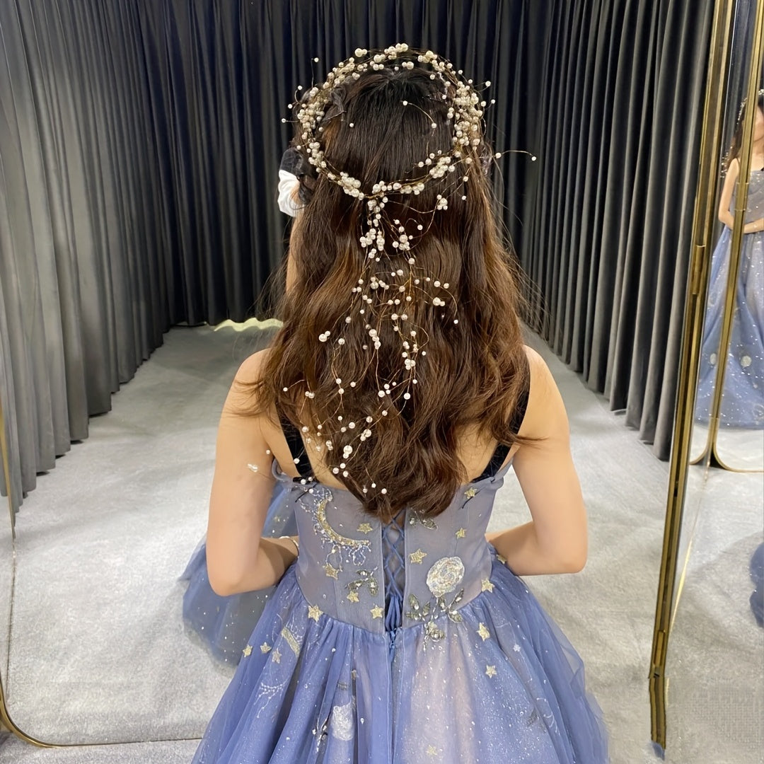 Bridal Faux Pearl Headdress Beaded Hairband Wedding Dress Accessories
