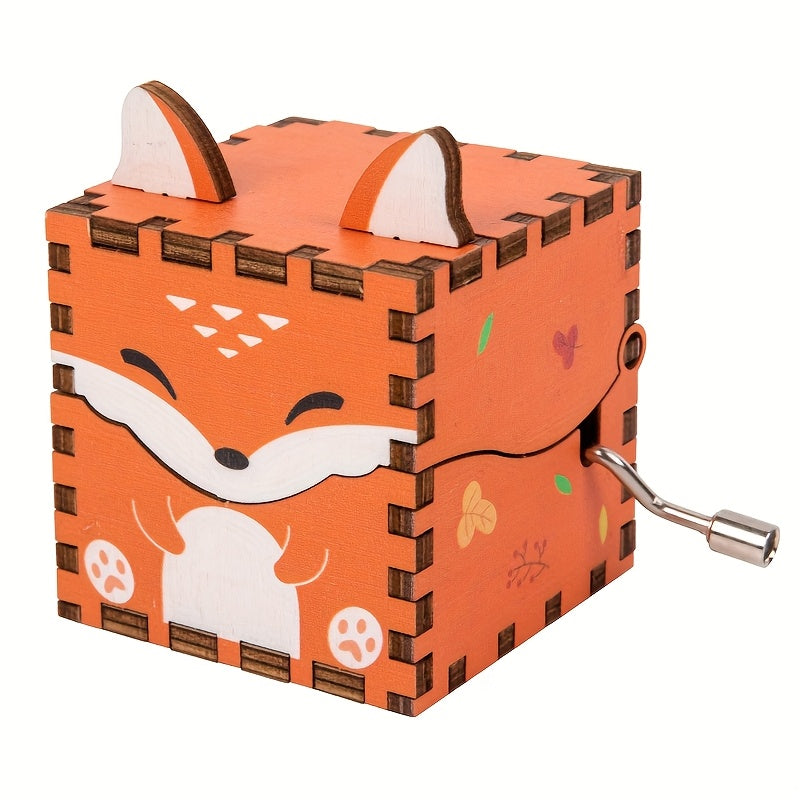Wooden Animal Handheld Music Box Toy with 6 Characters