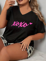  Casual Loungewear Top Short Sleeve V Neck Medium S