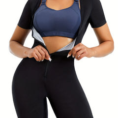 Short Sleeve Zipper Body Shaper Tummy Control Butt Lifting Open Bust Romper