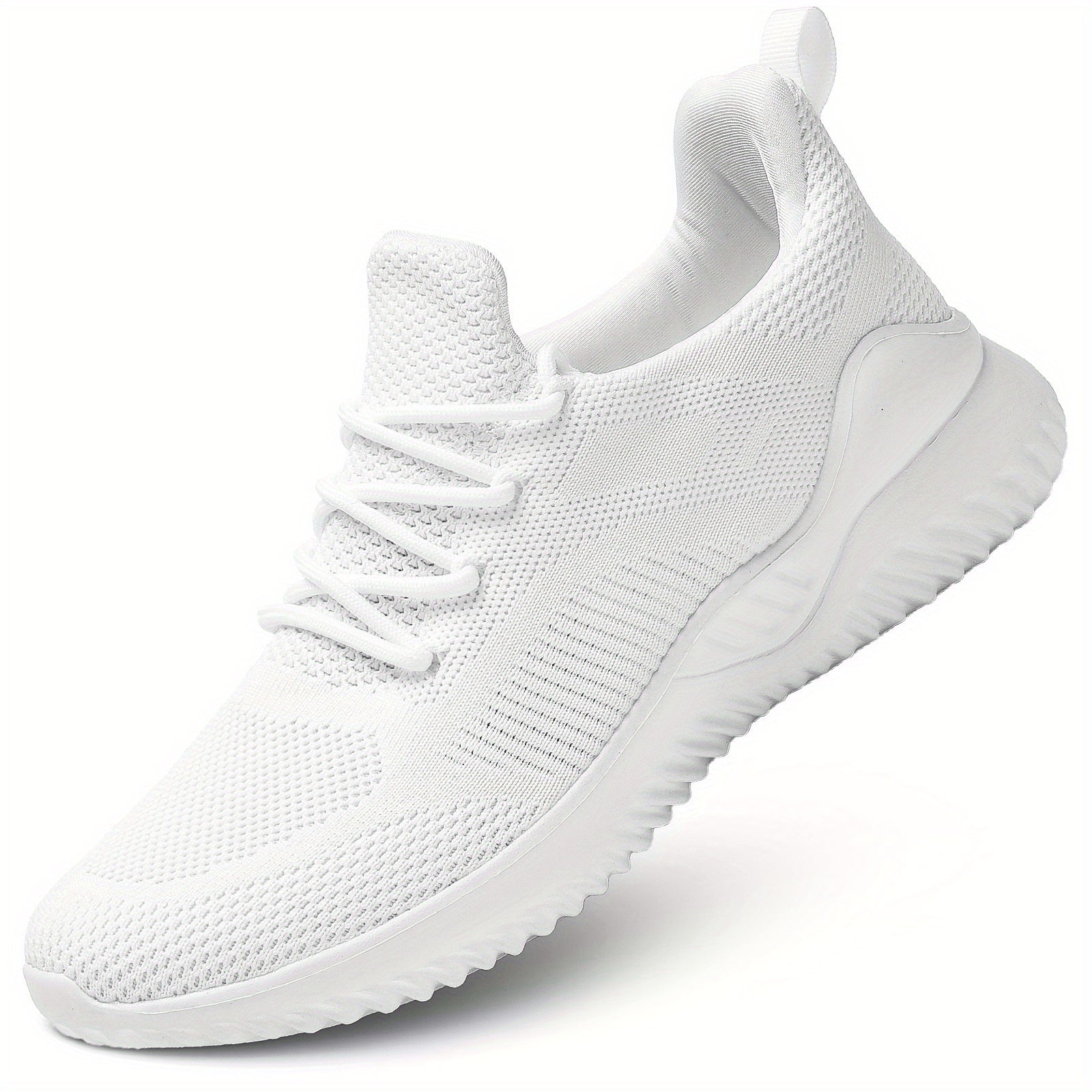 Men's Solid Running Shoes Breathable Woven Knit Sneakers