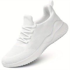 Men's Solid Running Shoes Breathable Woven Knit Sneakers