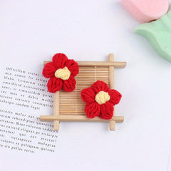 10pcs Crochet Flowers Diy Knitted Woolen Flower Clothing Accessories