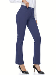 Solid Pants With Pockets Sports Fitness Yoga Running