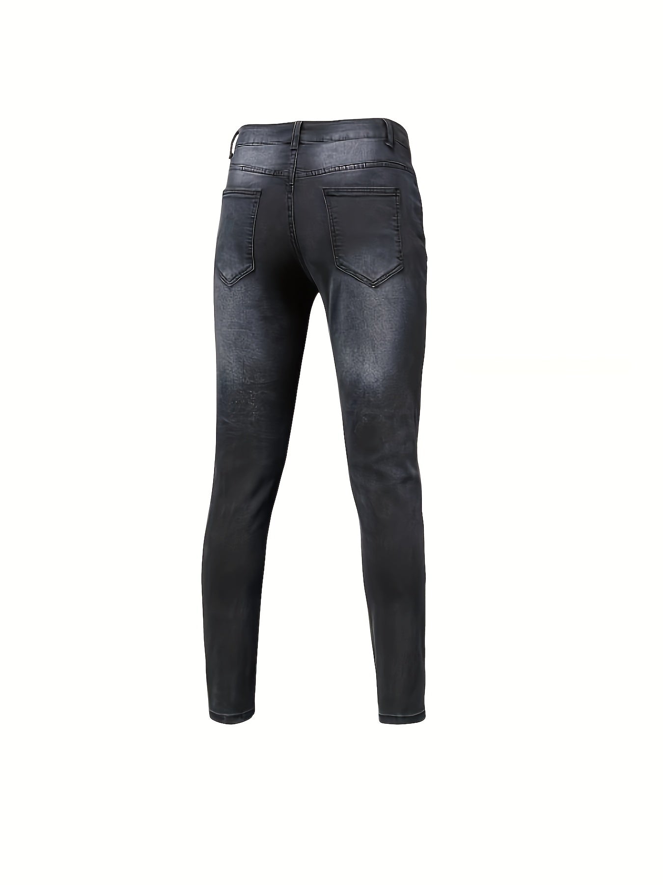 Mens Ripped Jeans Paint Splatter Chain Casual Street Style Denim Pants