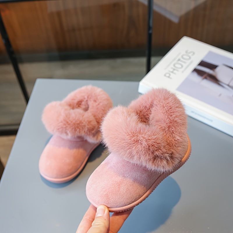 Girls' Furry Snow Boots Soft Warm Plus Fleece Boots for Outdoor Walks