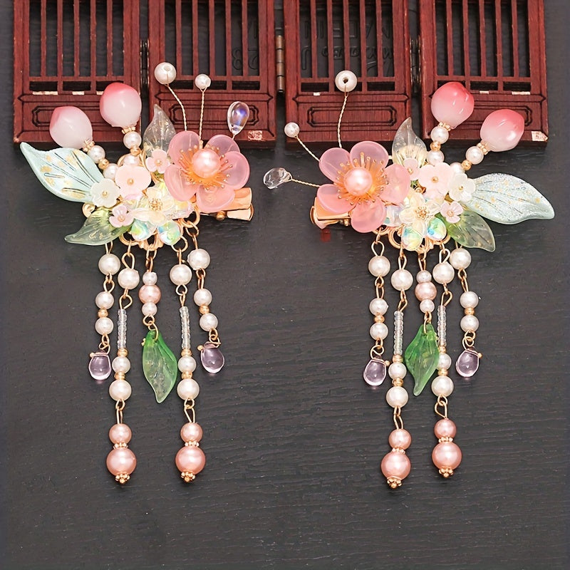 Flower Hair Clip With Pendant Costume Accessori