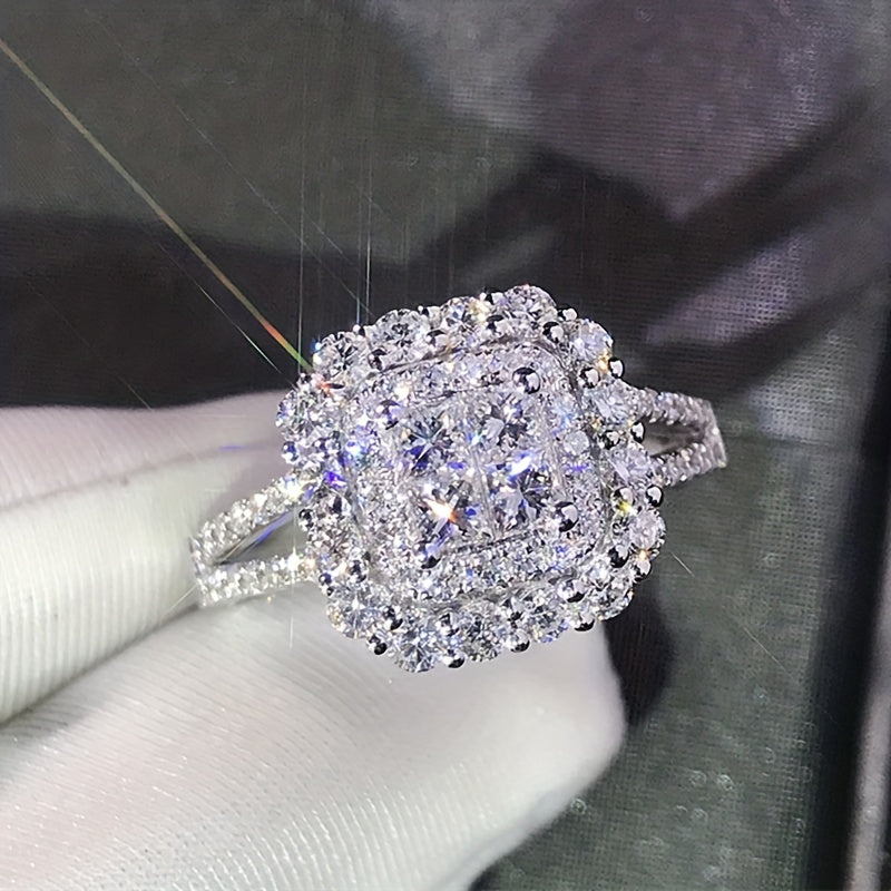 Sparkling Square Cubic Zircon Ring - Anniversary Gift