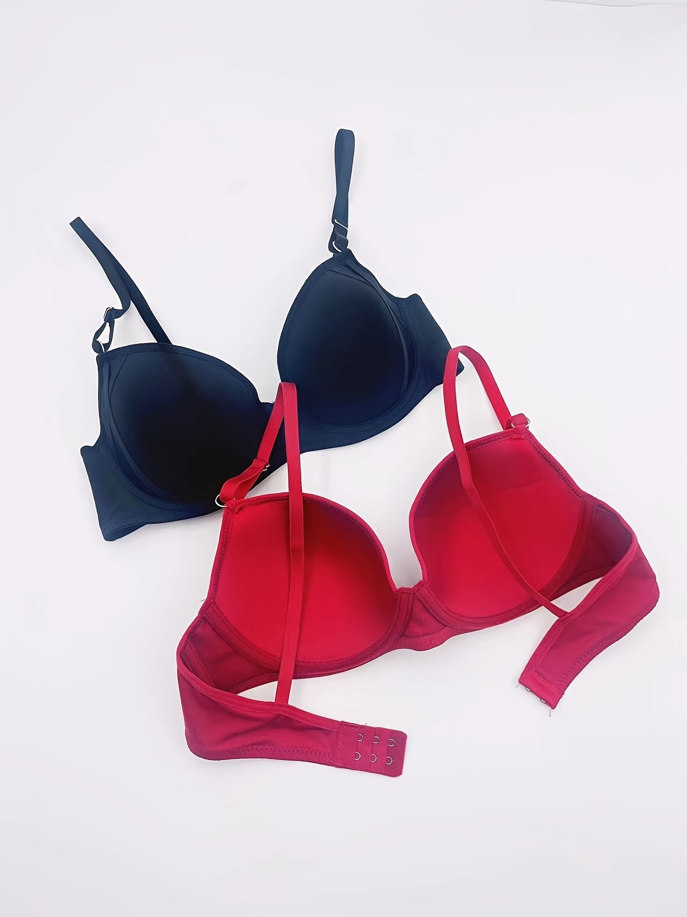 2 Pcs Glossy Push Up Bras Micro Elastic Underwire Lingerie