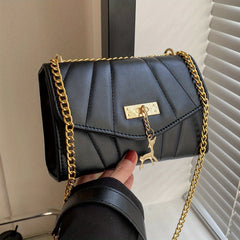 Solid Square Bag with Deer Pendant and Chain Strap