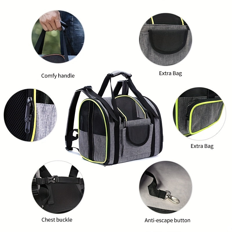 Portable Pet Travel Backpack Foldable Adjustable Bag for Cats and Dogs