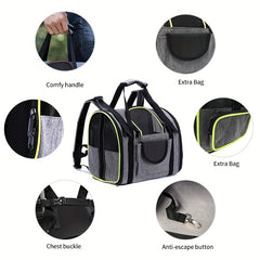 Portable Pet Travel Backpack Foldable Adjustable Bag for Cats and Dogs