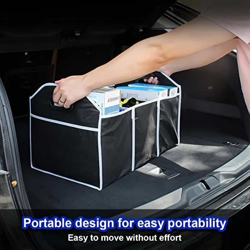 1pc Car Storage Box Trunk Organizer Portable Container 3 Compartments