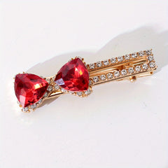 Bowknot Crystal Hair Clip Non slip Duck Billed Clip Female Side Clip