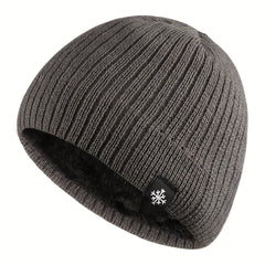 Men's Casual Velvet Knitted Hat Windproof Warm Woolen Hat