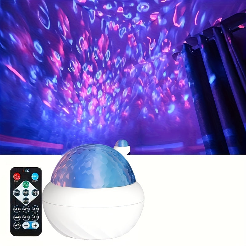 Water Ripple Projector Night Light Remote Control Multiple Colors Modes Ideal Gi