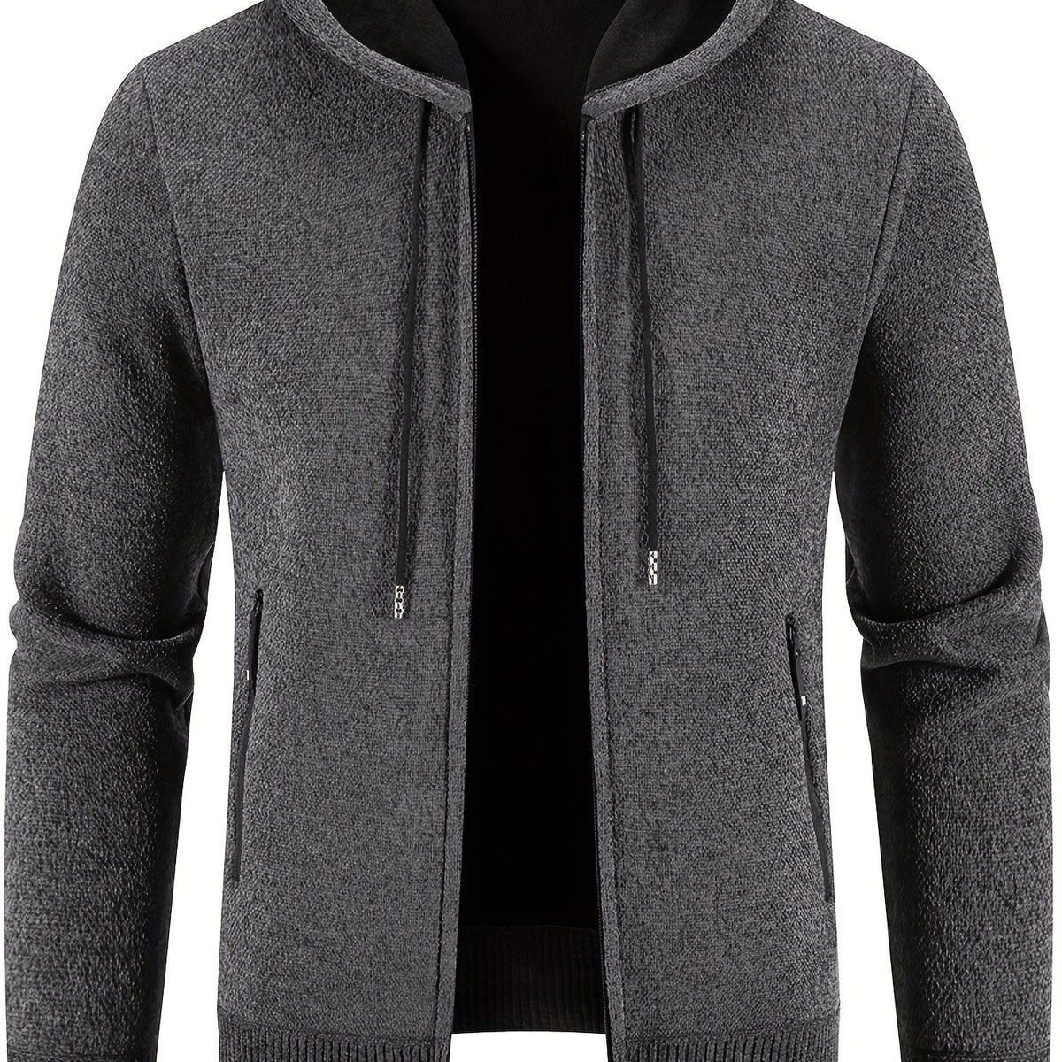 Men's Warm Fleece Hooded Jacket Solid Sport Sweatshirt Zip Up