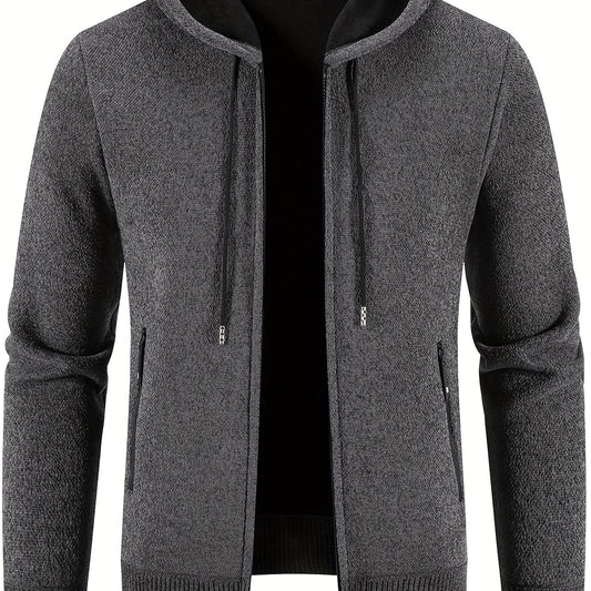 Men's Warm Fleece Hooded Jacket Solid Sport Sweatshirt Zip Up