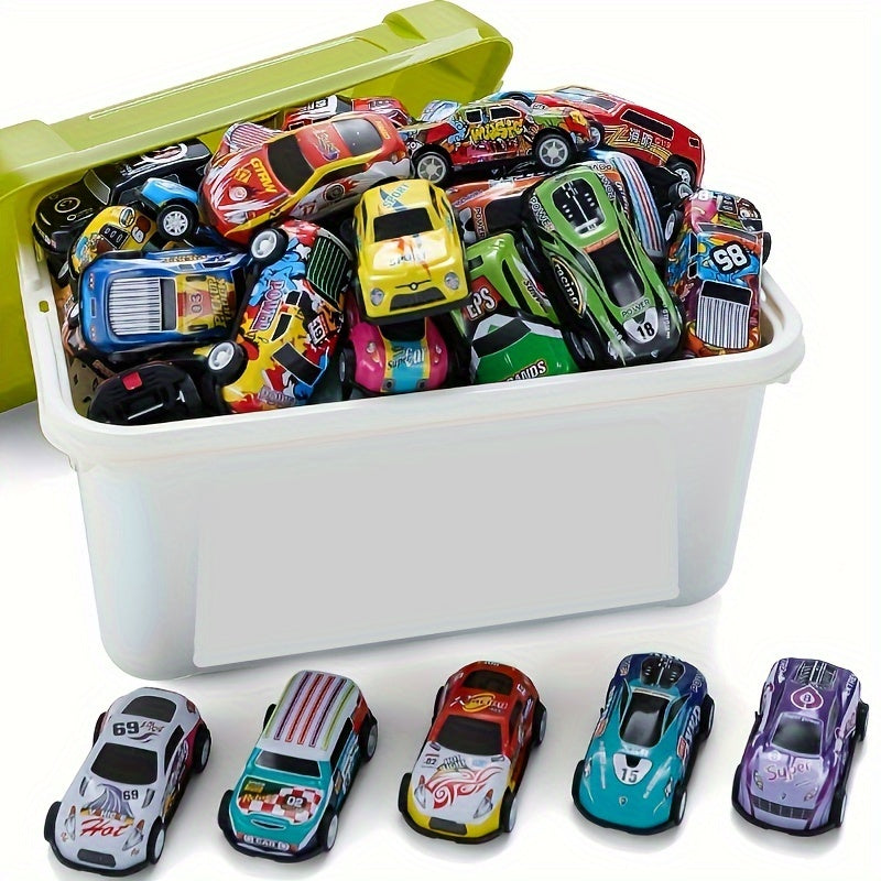 50 Pull Back Toy Cars with Storage Box - Christmas Halloween Thanksgiving Random
