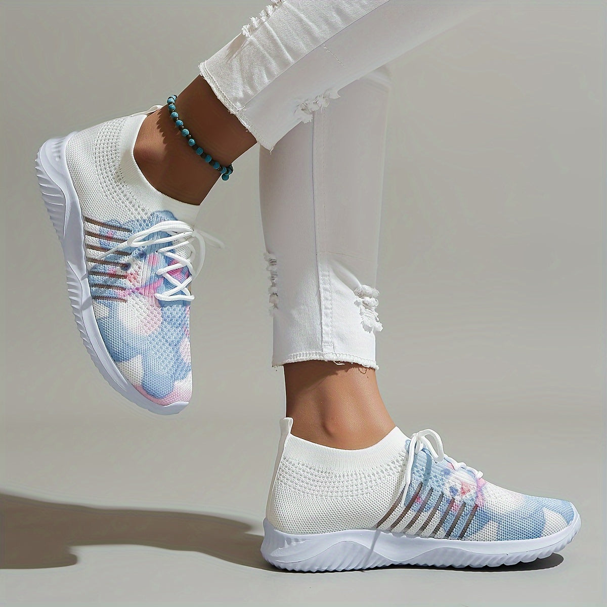 Women's Cartoon Bear Mesh Sneakers Lace-up Casual Running Shoes