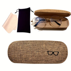 Linen Fabric Eyeglasses Case Hard Shell Protective Glasses Case