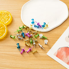 100pcs Colorful Push Pins Standard Plastic Golden Thumb Tacks
