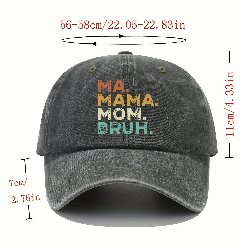 MAMA MOM Print Baseball Cap Vintage Washed Distressed Adjustable Dad Hat