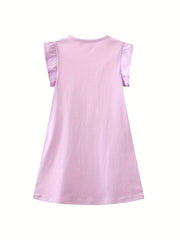 Toddler Girls Giraffe Embroidered Pocket Casual Dress