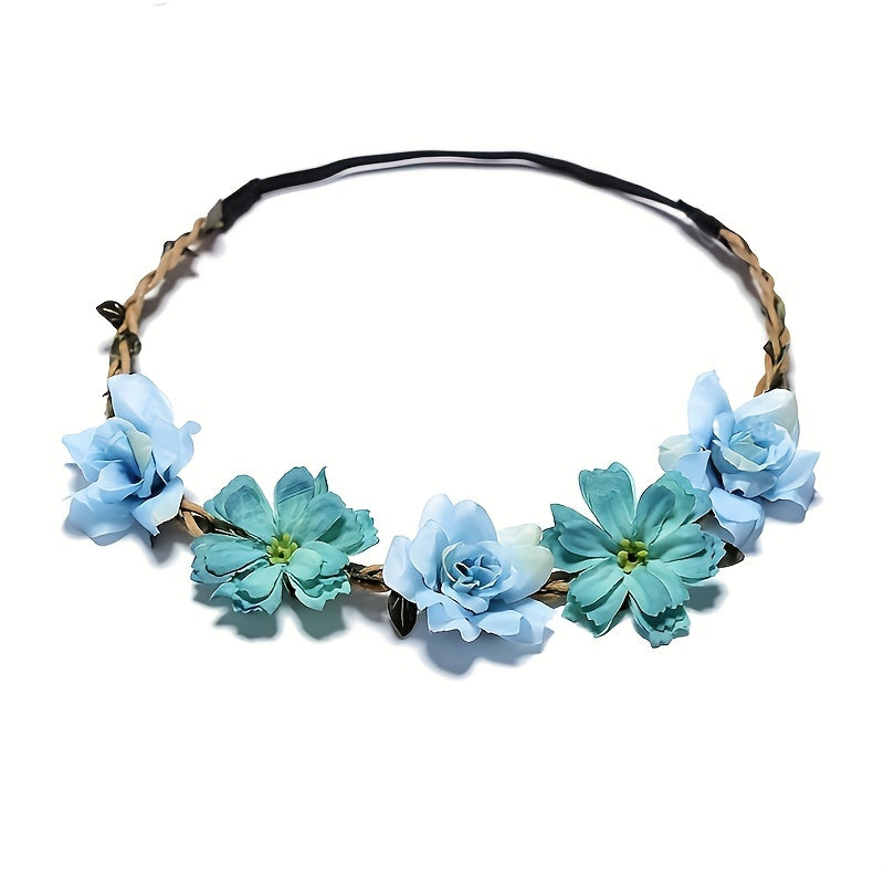 Boho Flower Wreath Headband Hair Hoop for Women Girls