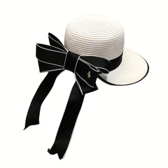 Cute Bowknot Sun Hat UV Protection Beach Straw Hat for Women