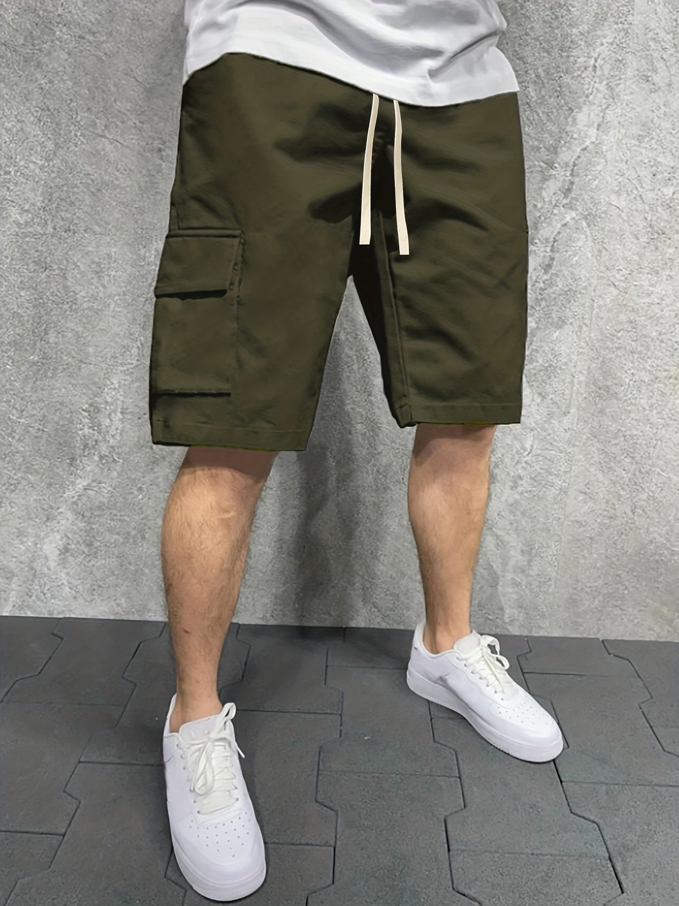 Men's Cargo Shorts Summer Casual Loose Waist Drawstring Shorts