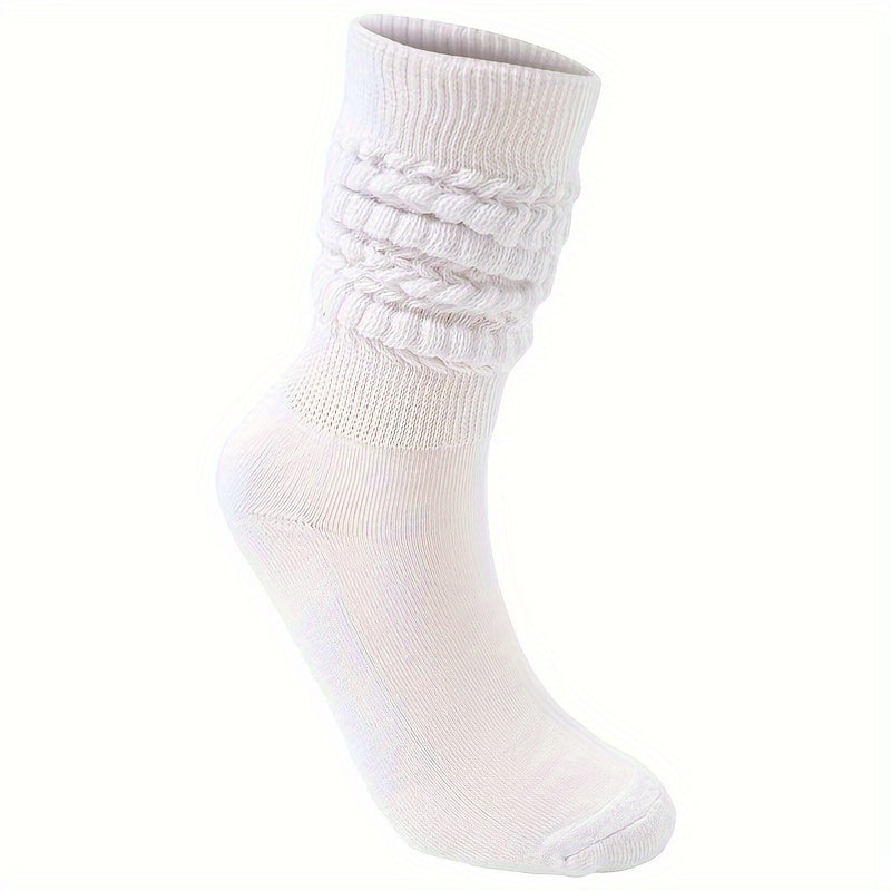 Textured Solid Calf Socks Warm Knee High Women's Stockings