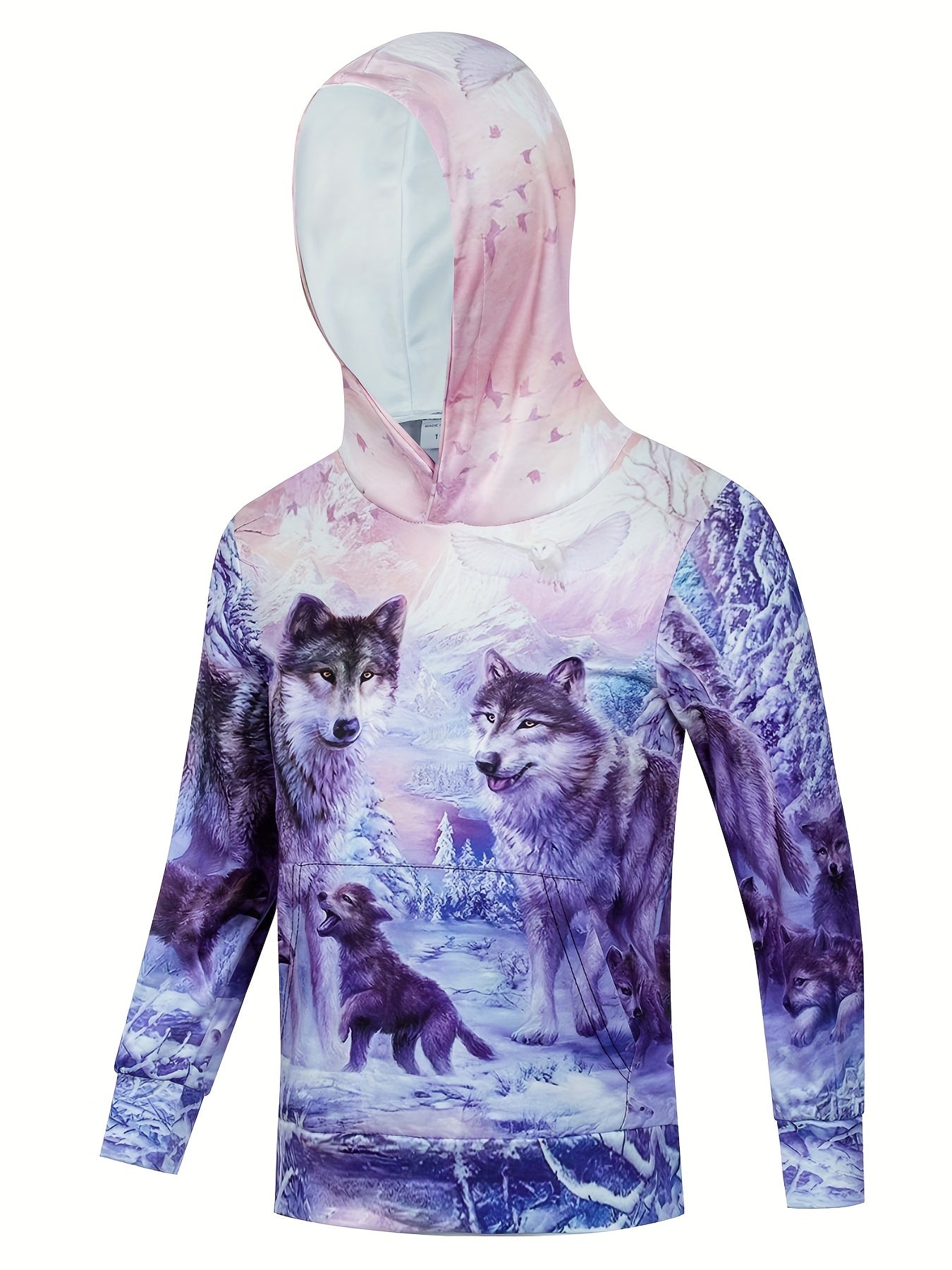 Kid's 3D Wolf Graphic Hoodie Casual Slightly Stretch Hooded Sweatshirt