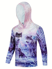 Kid's 3D Wolf Graphic Hoodie Casual Slightly Stretch Hooded Sweatshirt
