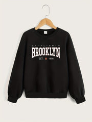 Girls' Brooklyn Graphic Long Sleeve Sweatshirt Round Neck Pullover Spring Fall