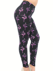  Ballet Girl Print High Rise Leggings