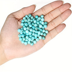 100pcs Natural Turquoise Gemstone Beads Round for Jewelry Making