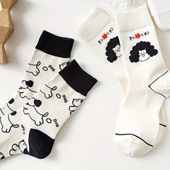5 Pairs Cute Cartoon Print Socks for Women