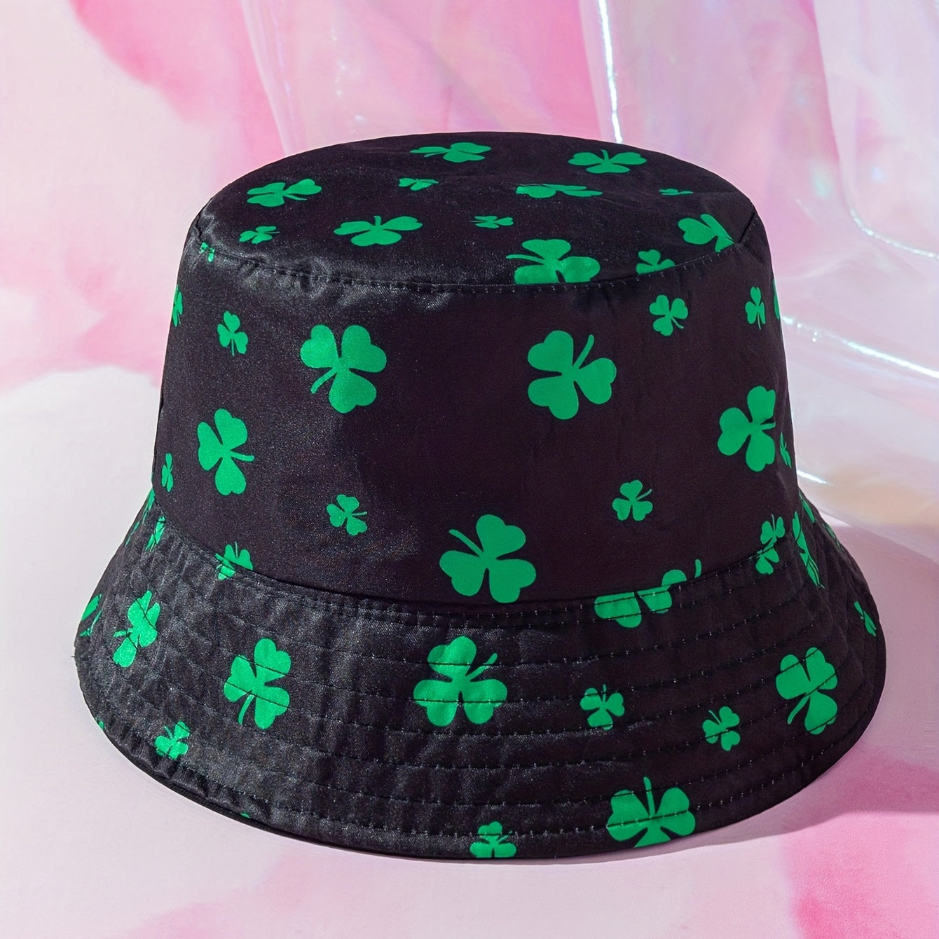 Lucky Clover Print Bucket Hat Reversible Lightweight Basin Hats