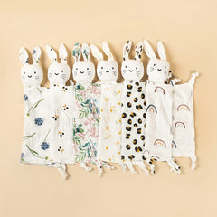 Baby Cotton Gauze Bib Rabbit Ear Doll 6-12 Months Sleeping Blanket