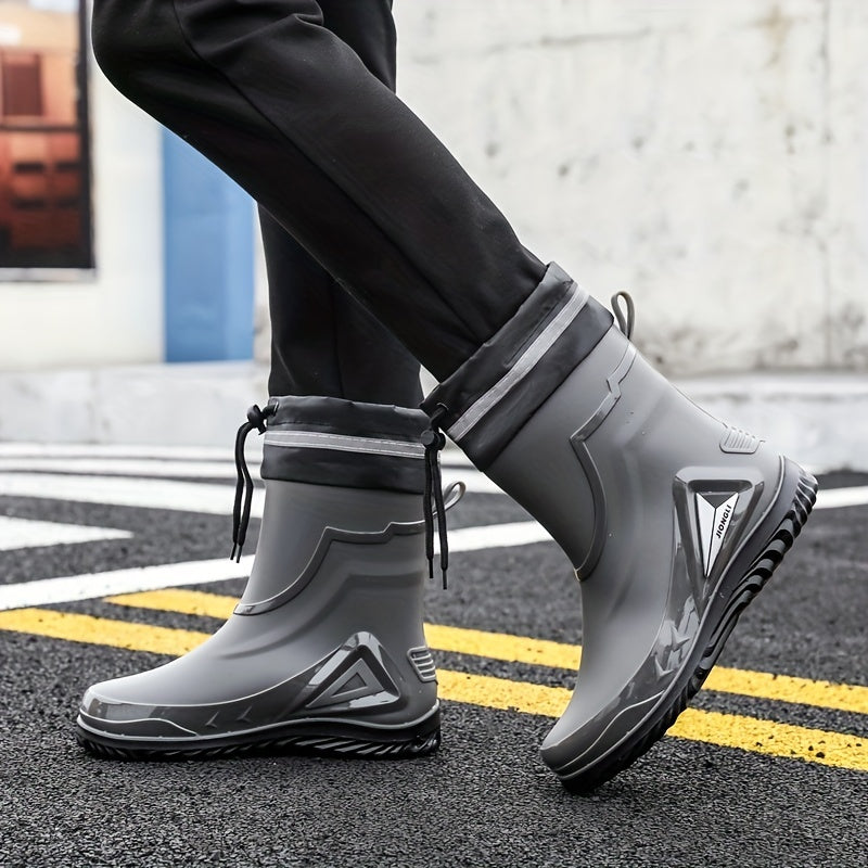 Men's PVC Rain Boots Adjustable Buckle Comfy Non Slip Shoes