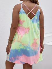  Tie Dye Criss Cross Back Cami Dress