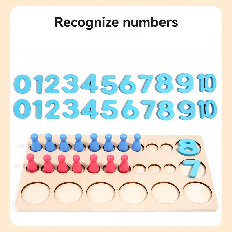 Wooden 20 Tablet Red Math Counter Board Educational Toy