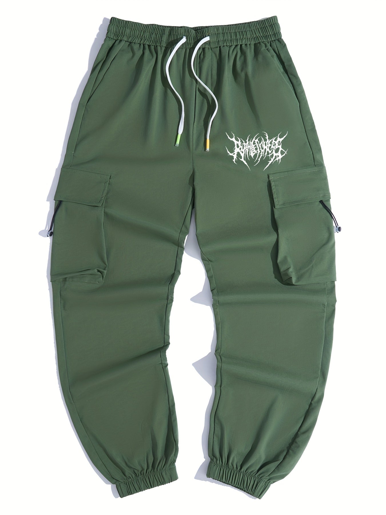 Stylish Letter Print Casual Cotton Mid Stretch Cargo Pants Men s Joggers