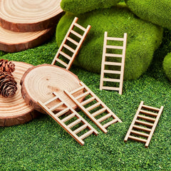 10pcs Mini Wooden Ladder Fairy Garden Dollhouse Decor DIY Craft Accessory
