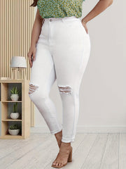  Solid Ripped High Rise Skinny Jeans