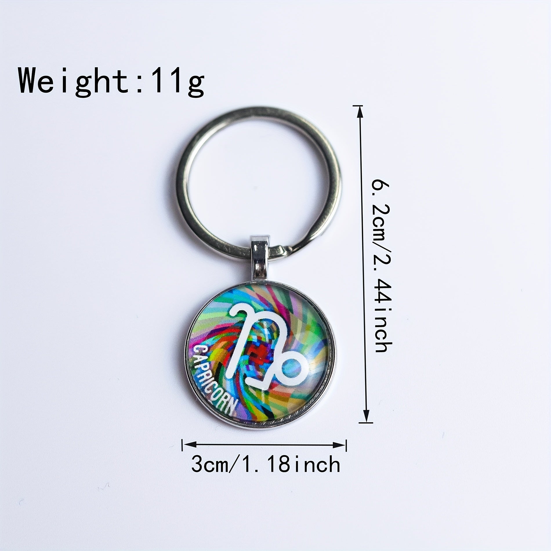 12 Constellation Glass Keychain Bag Pendant Birthday Gift Key Ring