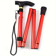 Foldable Walking Stick w/ Rubber Tip & Adjustable Height for Hiking